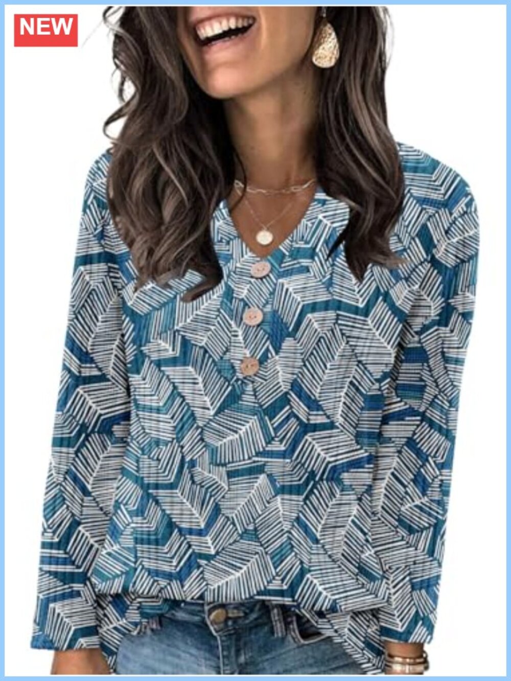 VUTRU Women's Henley Tunic Top Long Sleeve V-Neck Button Down Knit